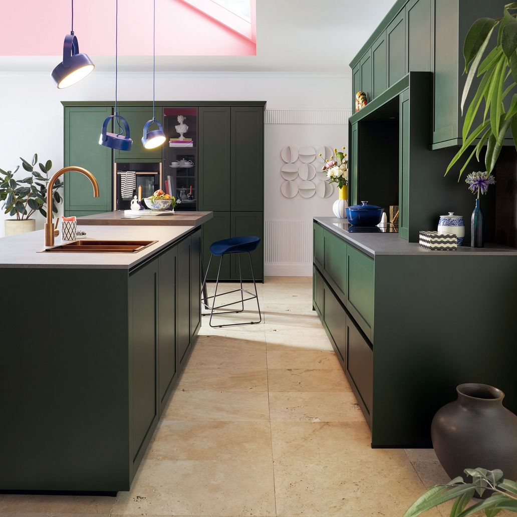 forest green modern kitchen