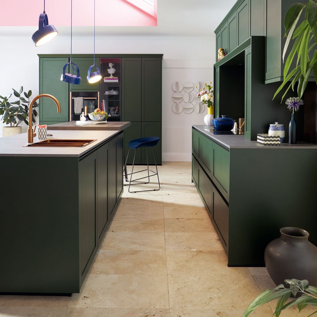 forest green modern kitchen