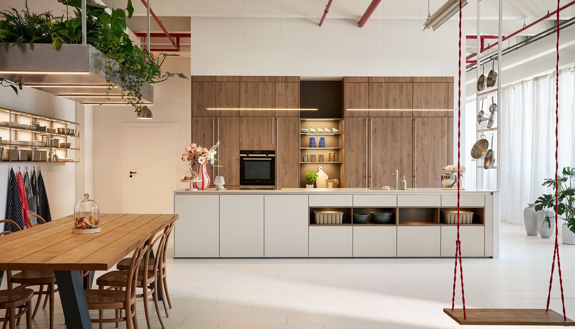 kitchen with oak cognac brown effect front