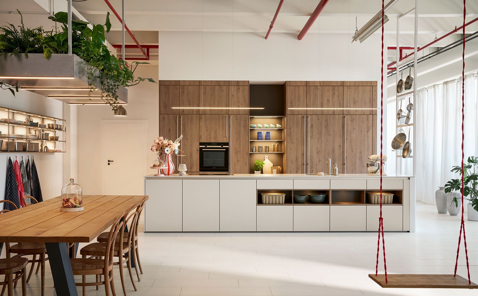 kitchen with oak cognac brown effect front