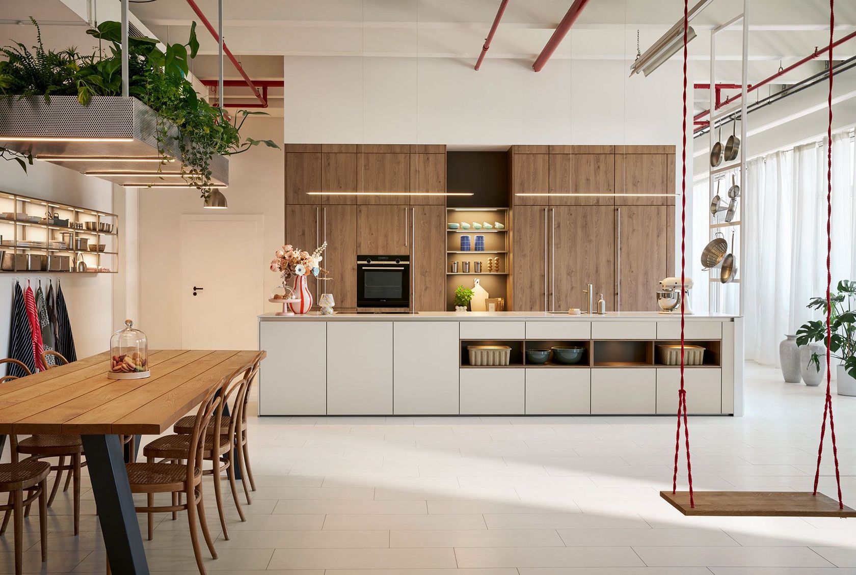 kitchen with oak cognac brown effect front