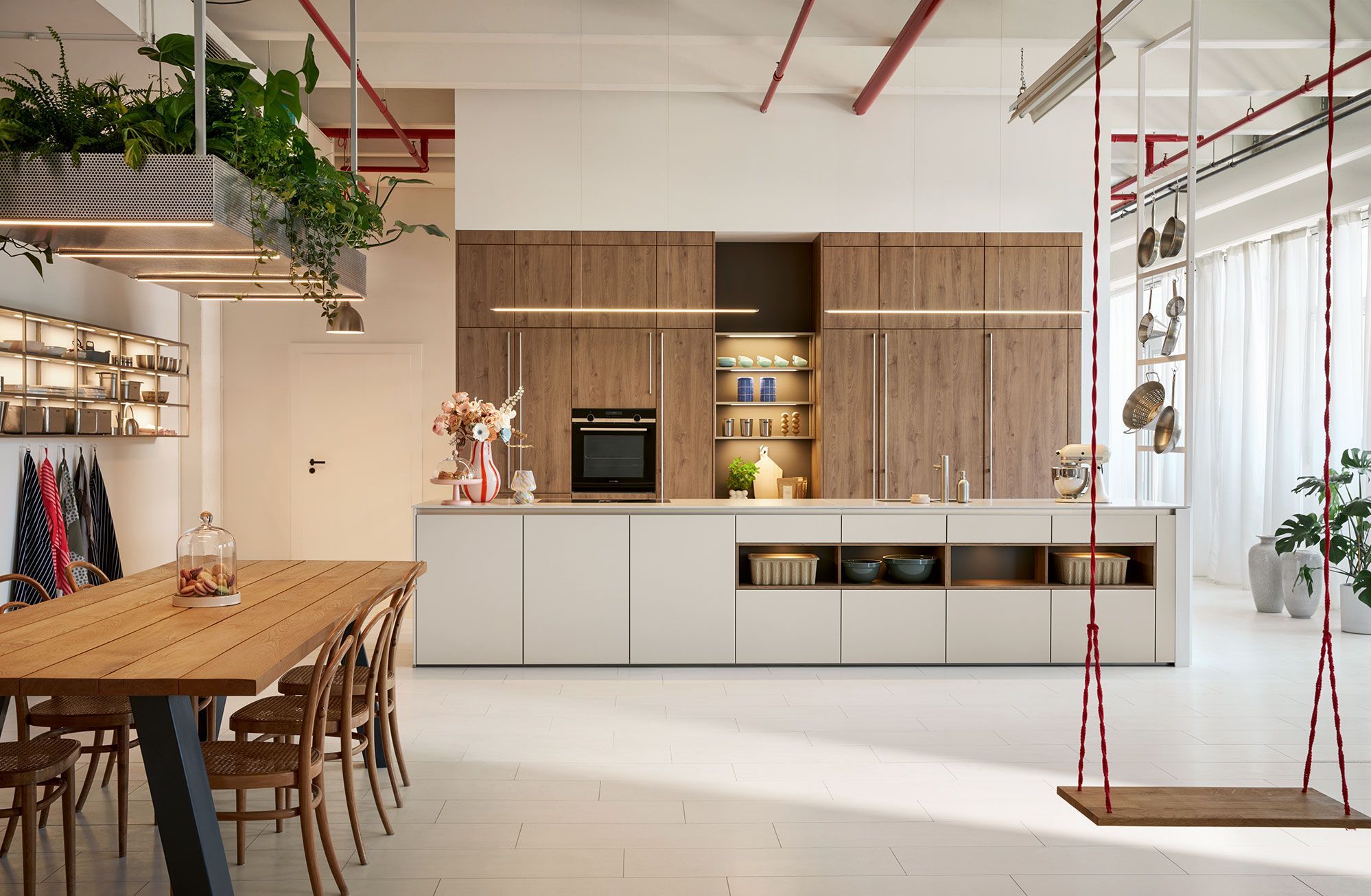 kitchen with oak cognac brown effect front