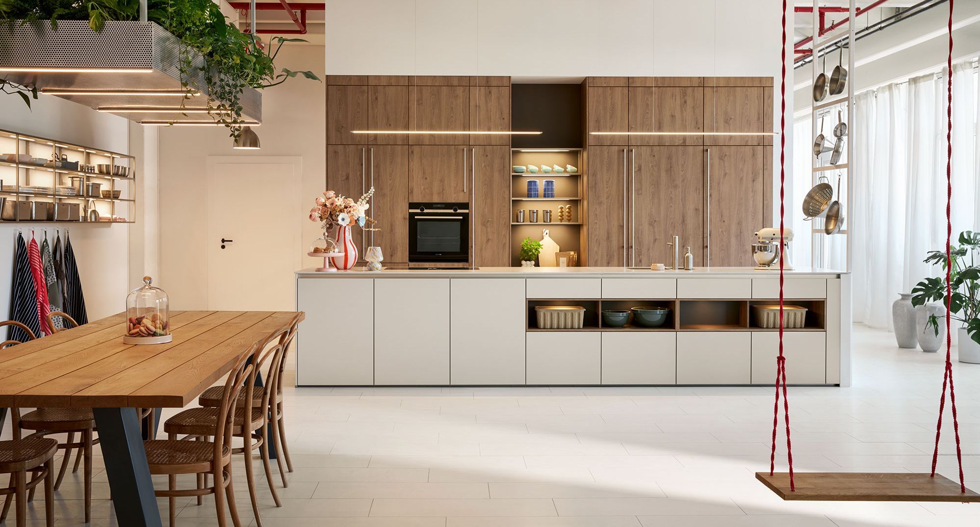 kitchen with oak cognac brown effect front