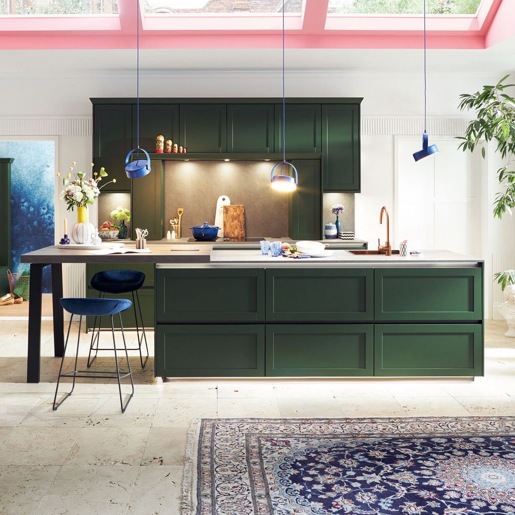 forest green modern kitchen