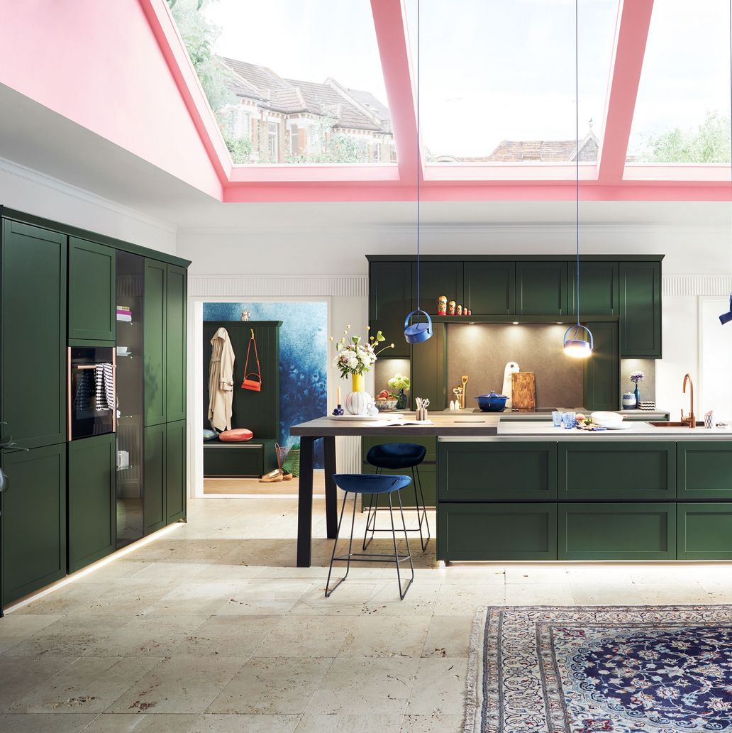 forest green modern kitchen