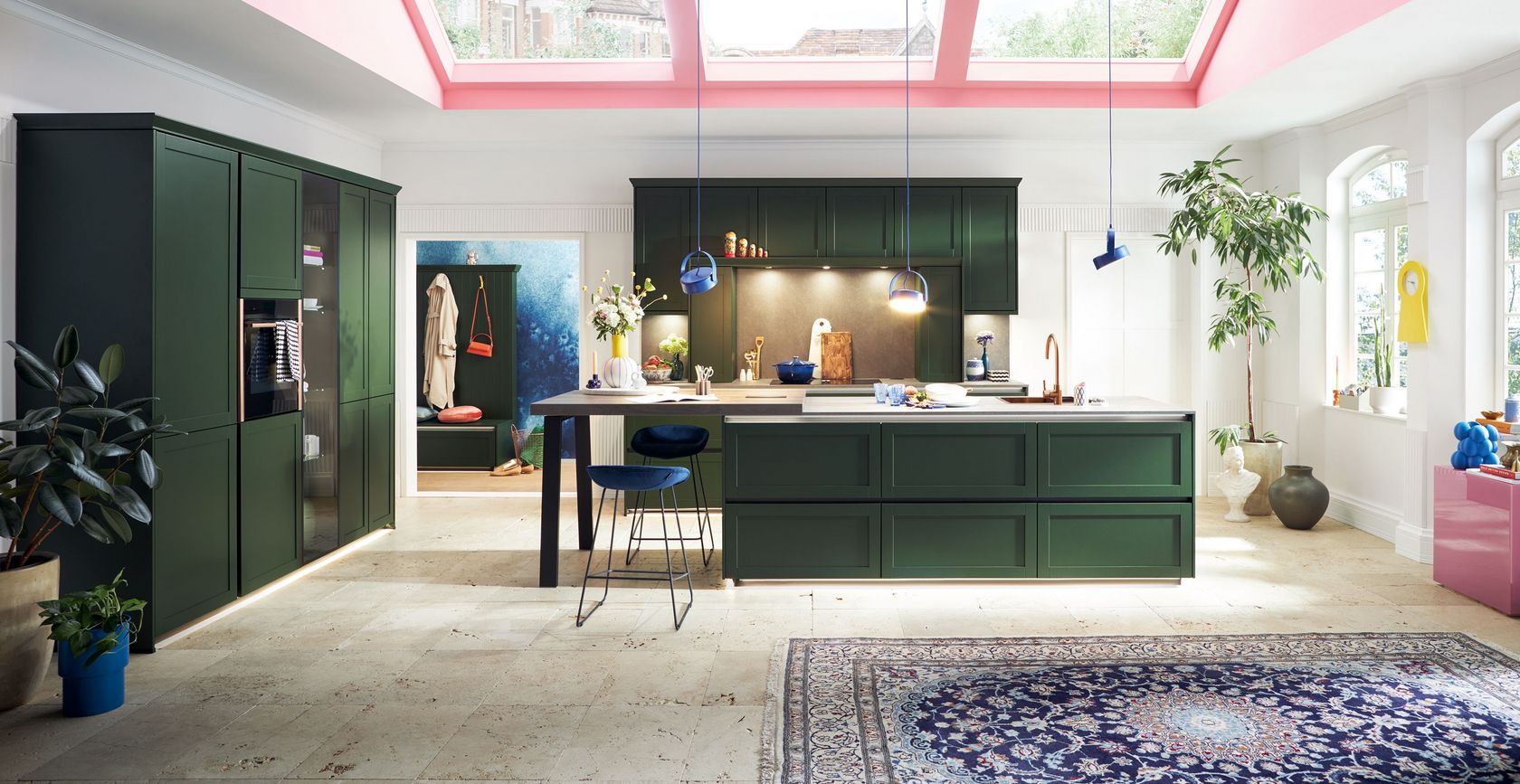 forest green modern kitchen