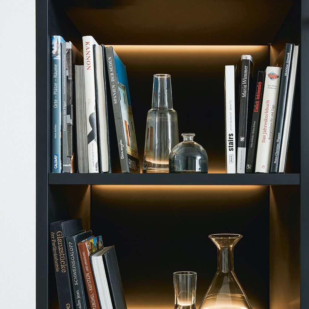 illuminated open shelf