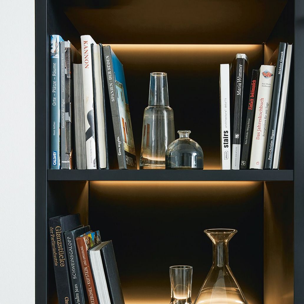 illuminated open shelf