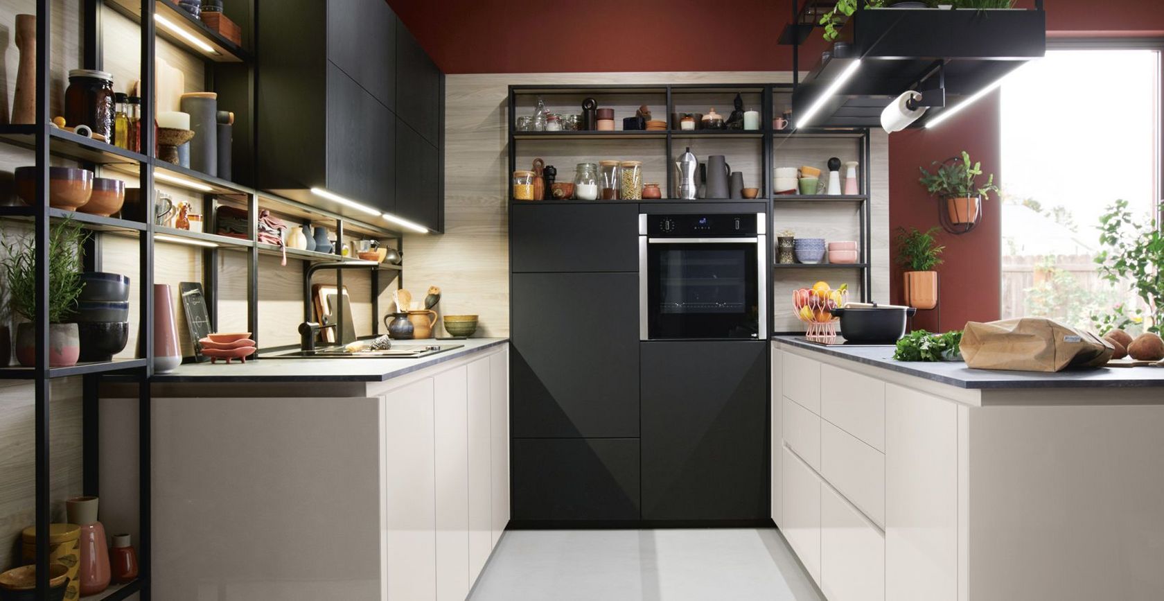 white and black kitchen