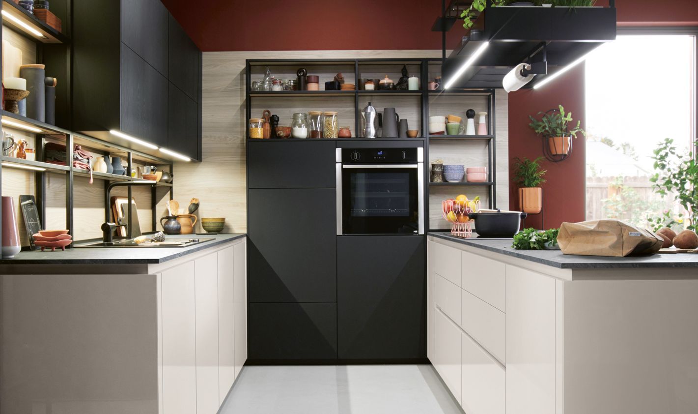 white and black kitchen