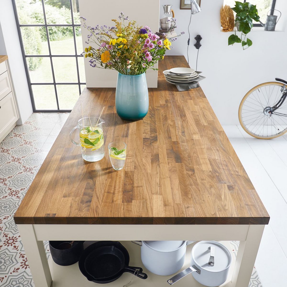 Natural walnut kitchen worktop